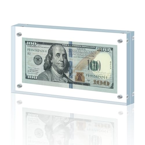 Dollarschein-Rahmen, Acryl, Dollarscheinhalter, 9,9 x 20,8 cm, verdickter Rahmen für Dollarscheine, Vitrine, Magnet, Geldschein, Ständer, für Geld, Ticket, Bild, Fotos, Vitrine