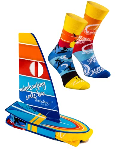 Rainbow Socks - Damen Herren Surfen Windsurfen Socken Box Novelty Gift für Wassersport-fans - 1 Paar - Größen EU 41-46