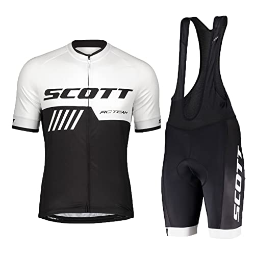 HOMTOL Herren Fahrrad Anzüge Kurzarm Fahrrad Trikot set Atmungsaktive Radtrikot Fahrradbekleidung Set Schnelltrocknend Radler Shirt + Radhose/Trägerhose mit Sitzpolster für Radsport