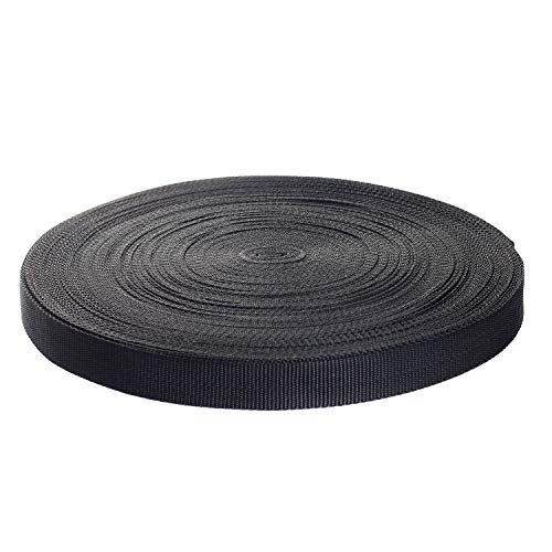 50 Meter x 25mm PP Gurtband - 1,4mm Stark - Gurtband aus Polypropylen - 50 Meter Länge und 25 mm Breite, Schwarz, TKB5070-black