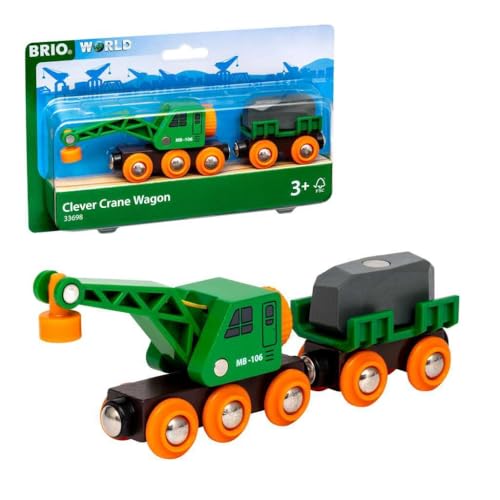 BRIO World - Grüner Kranwagen mit Anhänger und Fracht