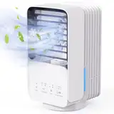 OMISOON Mobile Klimaanlage, 4-in-1 Mobiles Klimagerät, 800ml Wassertank, 60°/120° Oszillation, 3 Geschwindigkeiten, 2 Nebelmodi, Mini Klimaanlage mit LED-Licht, Ideal für Zuhause, Büro