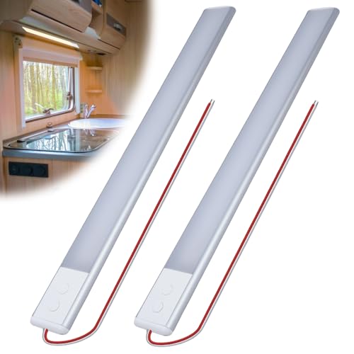 Vaileal 2 Stück Led Lampen Wohnmobil, 12 Volt Wohnmobil LED Beleuchtung Leuchte, Dimmbar Wohnmobilbeleuchtung Led Leiste, Dach Beleuchtung Lichtleiste für Auto Van Bus Caravan Boat Küche Bad Bar LKW