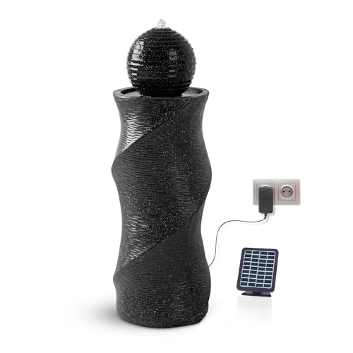 Bloomida Solar gartenbrunnen | Solarbrunnen für draussen mit LED I Balkon/Gartenbrunnen Solar Zierbrunnen Innen & Außen I Kaskaden Brunnen Wasserbrunnen Garten Kugelbrunnen