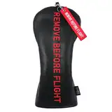 SHABIER Schwarze Golfschlägerhaube mit rotem Remove Before Flight Design für Driver Club