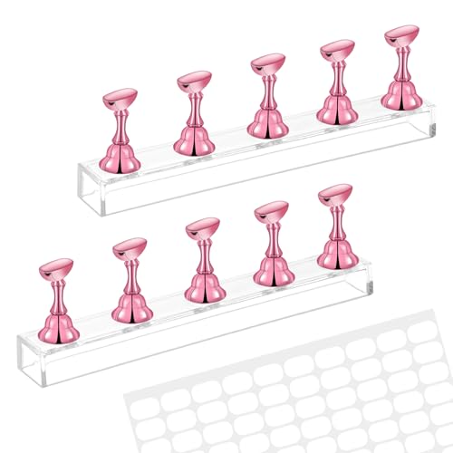 Piriuuo Nagel Stander, Acryl Nagelständer Nagelübungsständer Magnetische Nagelspitzen Halter Nagel Aufdrück Nagelständer Nagelspitze Maniküre Werkzeug Nägel Tipps Halter für Nagelspitzen, Roségold