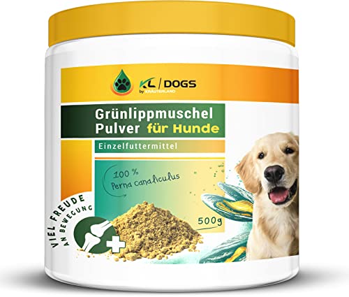 Kräuterland Grünlippmuschelpulver Hund 500g - auch in 250g & 1000g erhältlich - geeignet für Katzen & Pferde - Premium Barf Futterzusatz