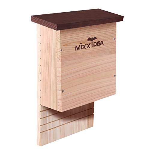 MIXXIDEA Fledermaus-Box, Doppelkammer, für den Außenbereich, für Wald, Fledermaus-Unterschlupf, große Fledermausbox, handgefertigt aus Zedernholz – einfach für Fledermäuse zu Land