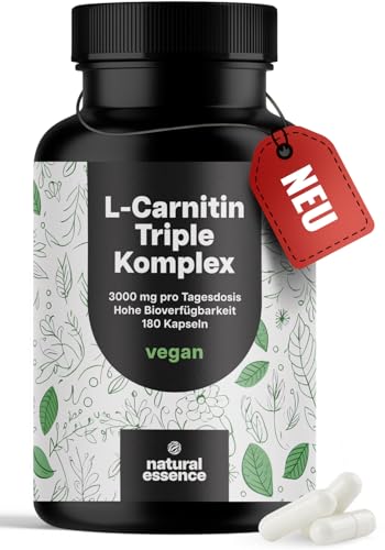 L-Carnitin Kapseln Hochdosiert 3000mg - 180 Kapseln - Komplex aus L-Carnitin-Tartrat, Acetyl-L-Carnitin - vegan aus Deutschland