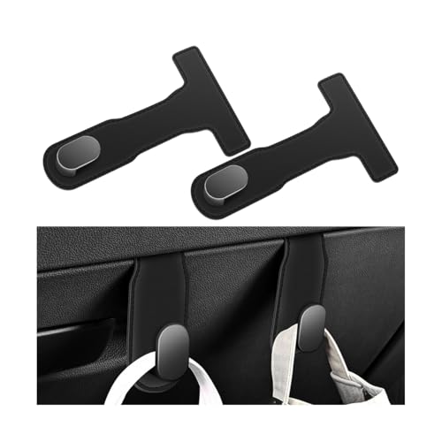 CGEAMDY 2 Stücke Autohaken Haken, Leder-Auto-Geldbörsen-Haken, Autositz Geldbörsenhaken, Auto-Aufbewahrungshaken Für Handschuhfach, Faltbare Autotaschenhaken Aus PU-Leder, Auto Zubehör(Schwarz)