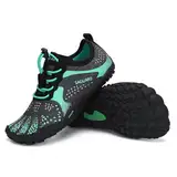 SAGUARO Kinder Barfußschuhe Jungen Badeschuhe Mädchen Trainingsschuhe Atmungsaktiv Zehenschuhe rutschfest Fitnessschuhe Grün A Gr.35