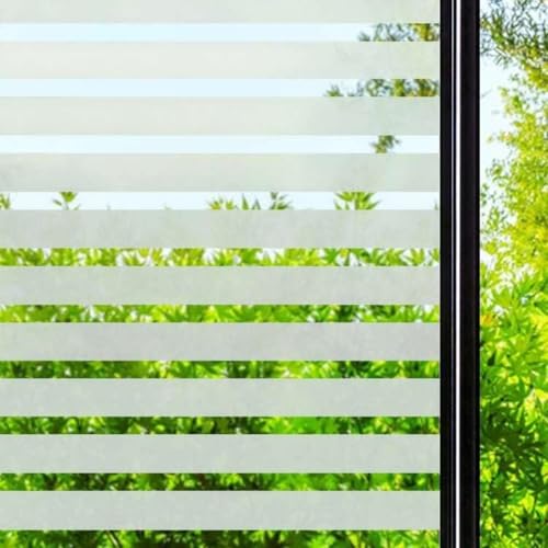 DARUITE Fensterfolie Blickdicht Milchglasfolie Selbstklebend Sichtschutzfolie Non-Klebefolie Fenster Sichtschutz Fensterfolien Folie Fenster Sichtschutz (90x200 cm, Fensterfolie Streifen)
