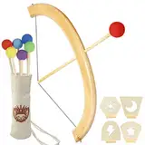 AmazeFan Pfeil und Bogen Kinder, Bogenschießen Holzspielzeug aus Holz mit 6 Pfeilen-4 Zielen- Köcher, Kinderbogen Set für drinnen und Outdoor Spielzeug für Kinder ab 4/5/6/7/8+ Junge Mädchen