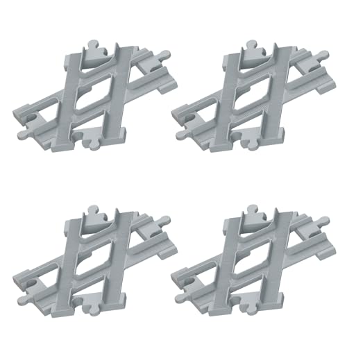 Cabeeskii Bausteine Schienen Set, Spielzeug Eisenbahnschienen,bestehend aus Cross Track Gerade, Kurven Schienen, kompatibel mit dem Marktführer ab 2 Jahren (4 Cross Track)