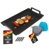 MaxxGoods - Aluminiumguss Grillplatte Teppanyaki (41x24x2,5cm) für Induktion & alle gängigen Herdplatten - Keramikoberfläche - Antihaftversiegelung - Antirutsch - Made in Germany - PFOA Frei