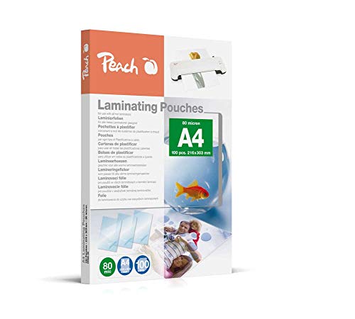 Peach Laminierfolien A4 - 80 mic - 100 pouches - glänzend - Premiumqualität für beste Laminierergebnisse - kompatibel mit Geräten aller Markenhersteller - PP580-02