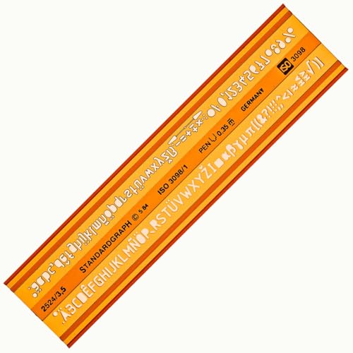 3,5mm Schriftschablone - Normschriftschablone 3,5mm - Schriftschablone Technisches Zeichnen - Schrift Schablone 3,5 mm - Iso Norm Buchstabenschablone