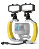 Movo Tauch-Rig Bundle mit 2 wasserdichten LED-Lichtern – kompatibel mit GoPro HERO3, HERO4, HERO5, HERO6, HERO7, HERO8, Max, Session und DJI Osmo Action Cam – Scuba-Zubehör für Unterwasserkamera