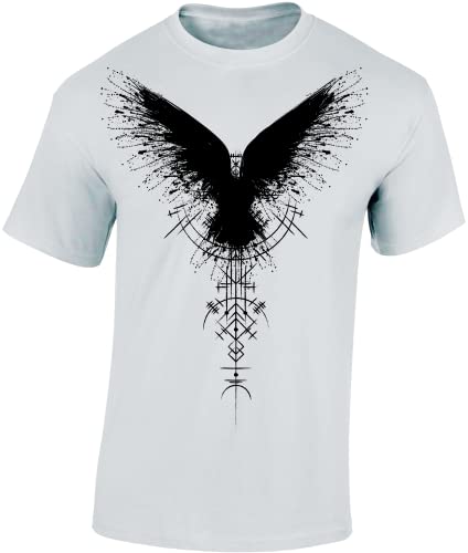 Wikinger Tshirt Herren | Schattenrabe T-Shirt | Viking Shirt Männer (Weiß L)