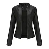 Lederimitat Jacke Damen & Lederjacke Schwarz Lang Braun Bomberjacke Motorradjacke Pu Leather Kurz Outwear Streetwear Winter Mantel Bomber Jacke Lederjacke Lang Kunstleder Motorrad Bikerjacke