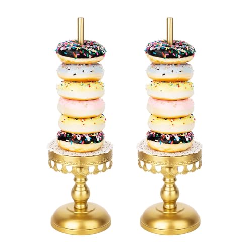 2 Stück Metall Donutständer Donuts Stander,Gold Dessert Bagels Donut Tower Ständer,Donut Halter,Candy Bar Donut Wand,Donut Dekoration für Hochzeit Geburtstag Leckerli Süßigkeitenwagen Party Dekoration