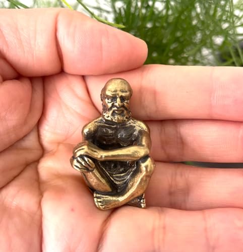 WOO MANTO Buddha Statue 4cm Miniatur - Vintage sitzen Zen/Chan Meister Dharma Brass Figur, Buddhist Monk aus Messing Meditation Deko, Buddhistische Weisheitsfigur, Feng Shui Ornament Schreibtisch