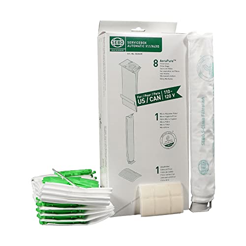 SEBO 5828ER Service-Box für X-Serie (X1, X2, X3, X4, X5) mit 8 Filterbeuteln, 1 Abluftfilter, 1 Elektrostatischem Microfilter mit Dichtlippe