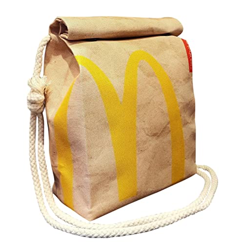 kpop unisex Schultertasche im McDonald's Papiertüten Design,aus strapazierfähiger Canvas süßer und lustiger Cartoon Look perfekt als Schul-/Handtasche.