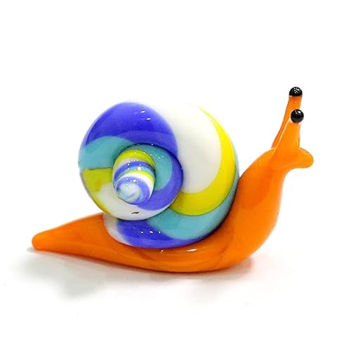 HXSCOO Handgefertigte Schnecke aus Muranoglas, Miniaturfiguren, Ornamente, niedliche Tiere, Handwerkssammlung, Hausgarten, Dekoration, Neujahrsgeschenke for Kinder (Color : Orange, Size : About 5cm)