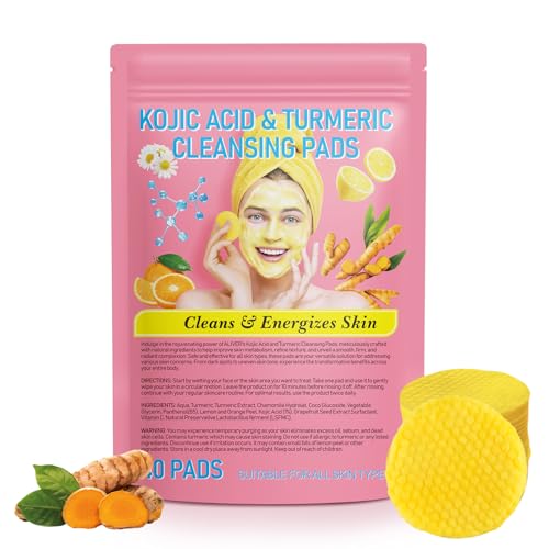 Kojic Acid Cleansing Pad, Turmeric Kojic Acid Cleansing Pads, Kurkuma-Kojic-Säure-Reinigungspads, Compressed Turmeric Kojic Acid Pads for Face Cleansing and Exfoliating, 40 Pieces