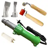 1600W Kunststoff Heißluft Schweißgerät Heißluftbrenner Kunststoffschweißer Schweißen Heißluftpistole Handgriff Stange, mit LED-Licht, 2 Flache Schweißdüsen, 40mm Silikon-Nahtwalze, Messing-Nahtwalze