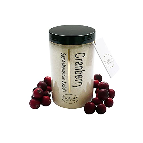 Frankonia BATH & SPA Sauna Salz Peeling Cranberry 400g. Meersalz. Cranberryöl. Jojobaöl. Vitamin E. Für Sauna Dusche Dampfbad. VEGAN. Ohne Parabene