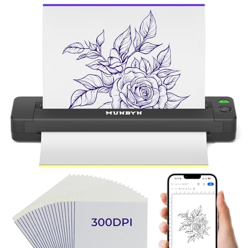 MUNBYN Tattoo Drucker Bluetooth, Stencil Drucker Tattoo Printer, Haut Tattoodrucker Thermodrucker für Anfänger, für Android iOS Mac Windows, ITP06, Schwarz