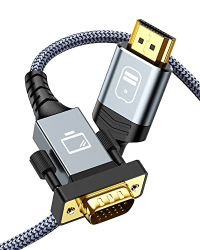SNOWKIDS HDMI auf VGA Kabel 1,8M HDMI zu VGA Kabel Full HD1080P@60Hz Vergoldet & Aluminiumschale Konverter Nylon geflochten Kompatibel für Computer,Desktop,Laptop,PC,Monitor,Projektor,HDTV