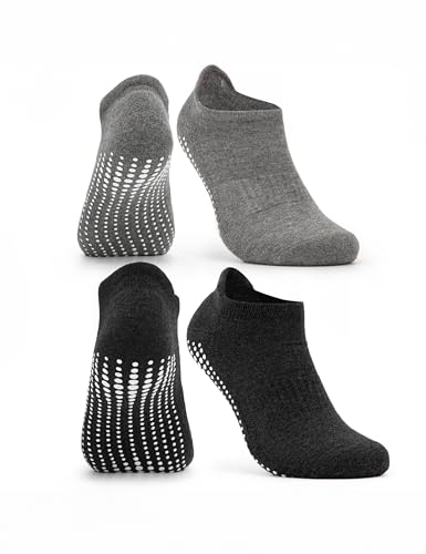 Occulto Damen & Herren Yoga Socken 2-4er Pack (Modell: Mady) 2 Paare | Schwarz-Grau 39-42