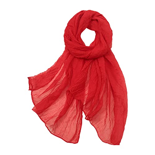 Schwarzer Schal Mit Fransen Frauen-Sommer-beiläufiger bunter mehrfarbiger Normallack-Chiffon- dünner regelmäßiger Seiden-Schal-Sonnenschutz-Schal Modetalente Schals Tiermotive (Red, One Size)