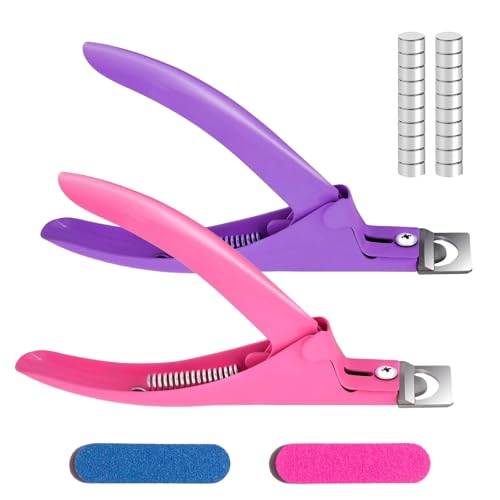 Landrain 2 Stück Nagelknipser Gelnägel, Nail Cutter mit 20 Stück Sizer Magnet, Nail Clipper for Gel Nails