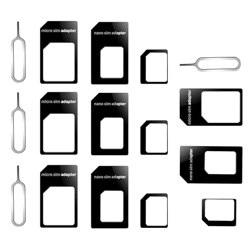 Cozy Inviting 4 in 1 Nano SIM Karten Adapter, 4 Set Nano-SIM Adapter, SIM Adapter, SIM-Karten-Adapter mit SIM-Auswurfstift, kompatibel mit Smartphone