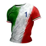 Herren-Shirt mit Italien-Motiv und Nummern-Print, lässiger Rundhalsausschnitt, Grafik, Übergröße, Bedruckt, einfarbig, kurzärmelig Ski Gadgets (Grey, M)