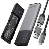 iDsonix M.2 [NVMe & SATA] SSD Gehäuse Adapter [Werkzeugfrei][Aluminium], NVMe zu USB 3.2 Gen 2 10Gbps, M.2 zu USB A&C Unterstützt M-Key/B+M Key, mit UASP Trim für 2230/2242/2260/2280 SSD