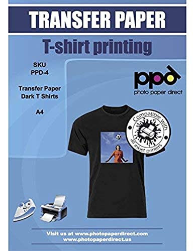 PPD 10xA4 Inkjet Premium Transferpapier für dunkles Textil, Bügeleisen und Transferpresse PPD-4-10