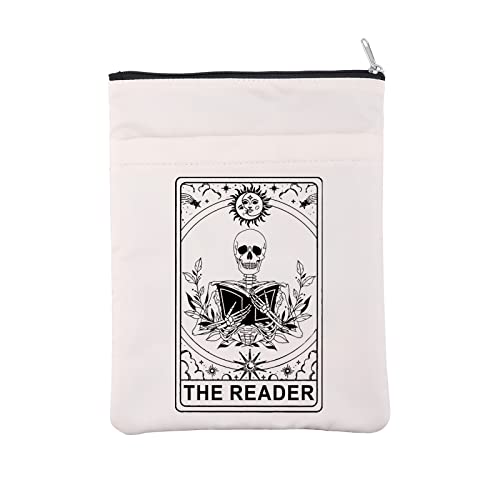 The Reader Buchhülle, Tarot-Kartenleser, inspiriert, Bucheinband, Geschenk, Buchliebhaber, Geschenk, Lesen, Geschenk, Gothic, Romantik, Geschenk, Skelett, Reißverschlusstasche (Reader BM)