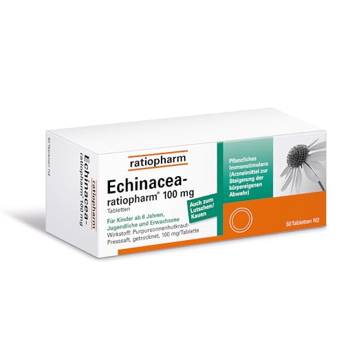 Echinacea-ratiopharm 100 mg Tabletten: Natürliche Unterstützung für das Immunsystem - zur Behandlung von Erkältungskrankheiten und Infekten der ableitenden Harnwege, 50 Tabletten