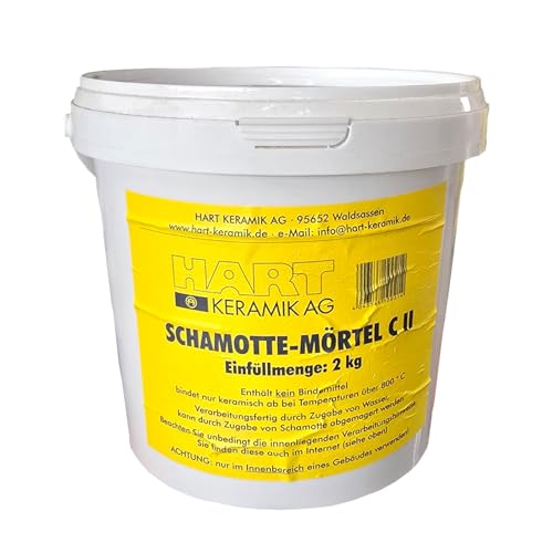 Schamottemörtel C II 25 kg – Feuerfester Ofenmörtel für Kaminbau, Pizzaofen, Schamottesteine – Hitzebeständig bis 1.400 °C – Trockenmischung für einfache Verarbeitung & stabile Fugen (2, Kilogramm)