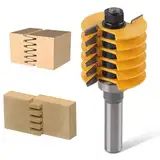 Professioneller Fingergelenk-Fräser-Bit, 1/2in Finger Joint Router Bit, Holzbearbeitungs-Fingerfräser, Holzbearbeitungswerkzeug mit 5 einzelnen Fingerschneidern für Holzbearbeitung