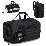 BAGZY Taktischer Reisetasche Sporttasche 40l Trainingstasche Herren Mit Schuhfach Groß Arbeitstasche Für Herren Reise Sport Fitness Weekender Zelten Schwarz