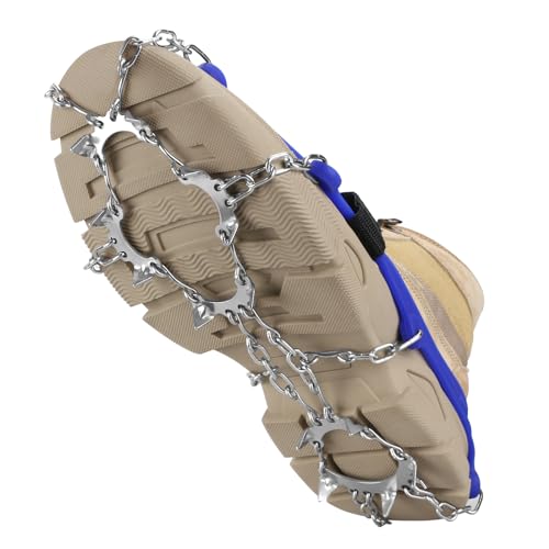 Steigeisen für Bergschuhe, Edelstahl Ice Klampen Steigeisen mit 2 Klettbänder, Anti Rutsch auf EIS und Schnee für Wandern Klettern Bergsteigen Eisfischen im Winter (M (EU 39-41))
