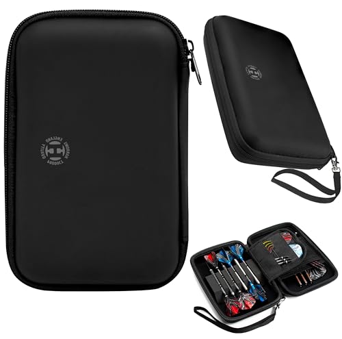 Harrows Darts Case Blaze Pro 6 | Darttasche für 6 Darts | Dartpfeiltasche & Dartpfeile Aufbewahrung | Schutz aus Eva-Material | Professionelles Dart Etui für 6 komplett montierte Pfeile (Schwarz)