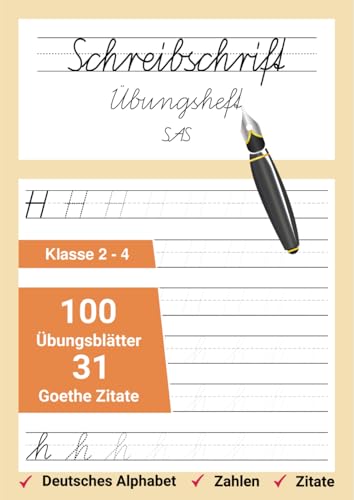 Schreibschrift Übungsheft SAS: HandschriftPRO - Schulausgangsschrift mit Goethe-Zitaten zum effektiven Lernen. (Meisterwerke der deutschen Schrift: Von Kurrent bis SAS)