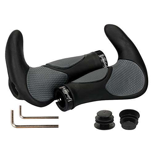 Gindoly Fahrradgriffe Ergonomisch Fahrradlenker jedes Fahrrad - Lenkergriffe für perfekte Griffsicherheit rutschfest Fahrradlenkergriffe Lenker Handgriffe MTB, Schwarz/Grau
